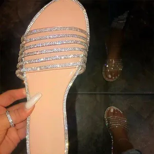 Women's Fashion Color Rhinestone Flat Slippers 41430203C