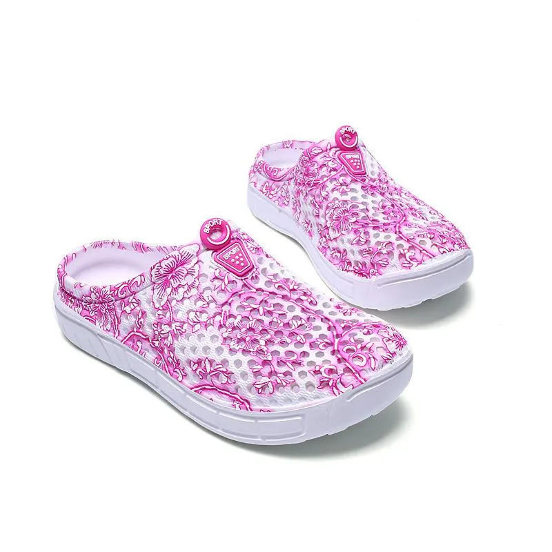 Women's hollow breathable backless water shoes antiskid beach sandals