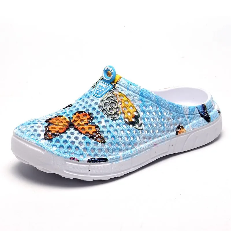 Women's hollow breathable backless water shoes antiskid beach sandals