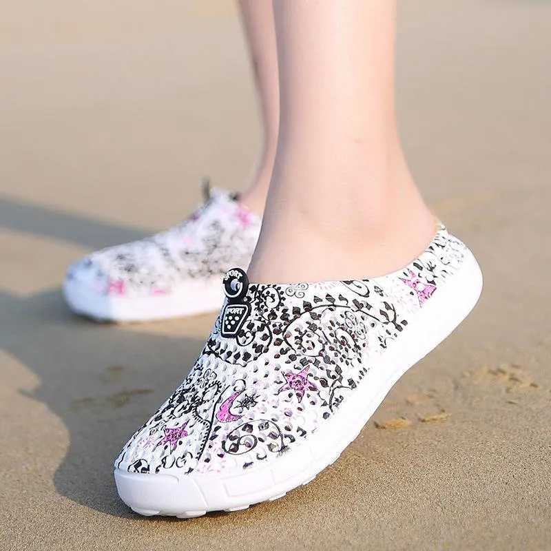 Women's hollow breathable backless water shoes antiskid beach sandals