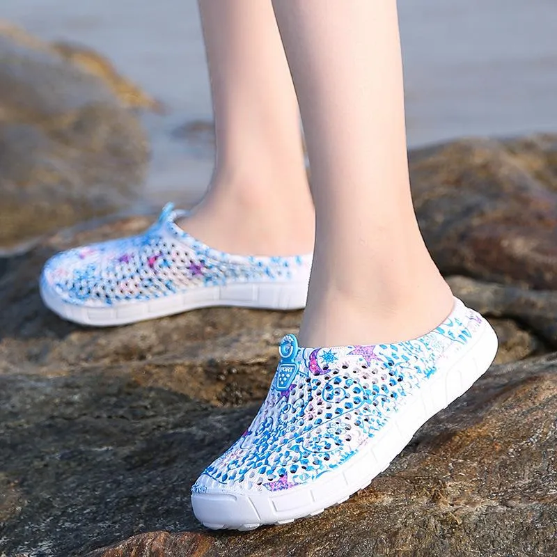 Women's hollow breathable backless water shoes antiskid beach sandals