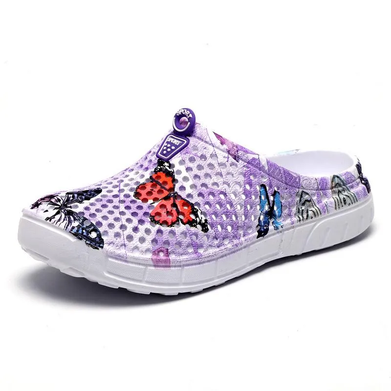 Women's hollow breathable backless water shoes antiskid beach sandals