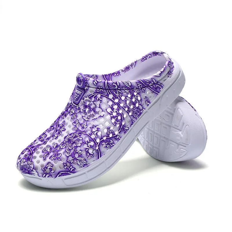 Women's hollow breathable backless water shoes antiskid beach sandals