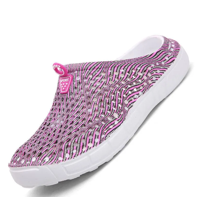 Women's hollow breathable backless water shoes antiskid beach sandals
