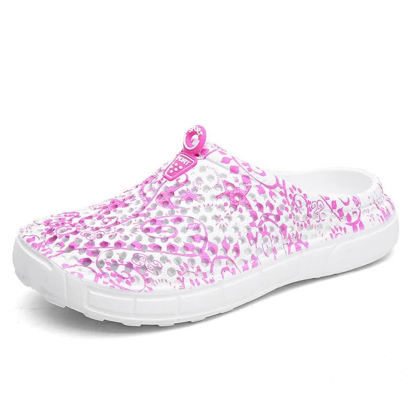 Women's hollow breathable backless water shoes antiskid beach sandals